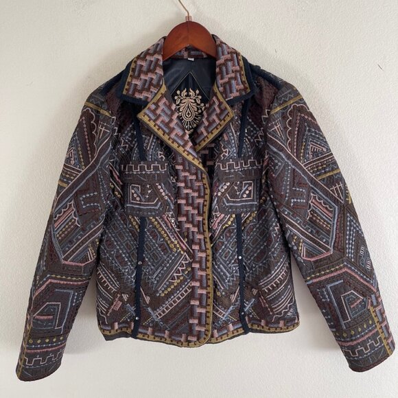 JOHNNY WAS Biya Metallic Embroidered Studded Lined Jacket: NWOT! XS (Runs Large) - Picture 6 of 8